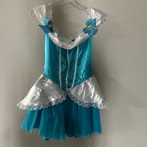 Leg Avenue Turquoise and White Woman Alice in Wonderland /Cinderella Costume